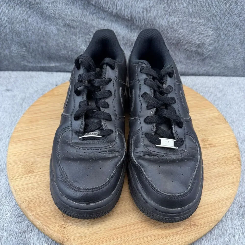 Nike Air Force 1 Low Shoes Boys Size 7Y Black Leather Casual Sneakers DH2920-001